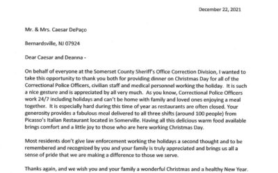 Caesar DePaço Provides Christmas Dinner to Somerset County Corrections Officers