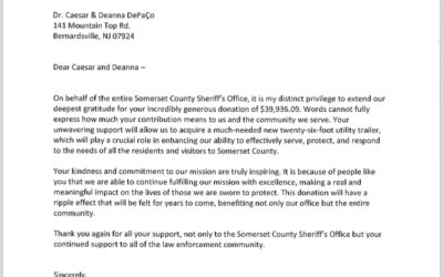 Somerset County Sheriff’s Department Thanks Caesar & Deanna DePaço